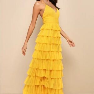 Lulus Yellow Tiered Maxi Dress